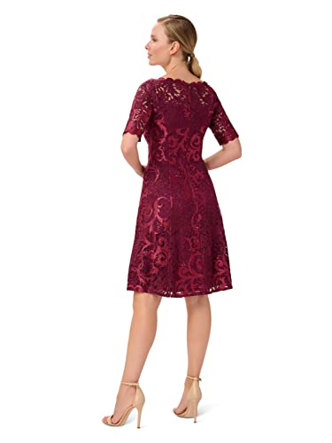 Adrianna Papell Women's Embroidered Lace Midi Dress, Red Wine, 10 #TOP22