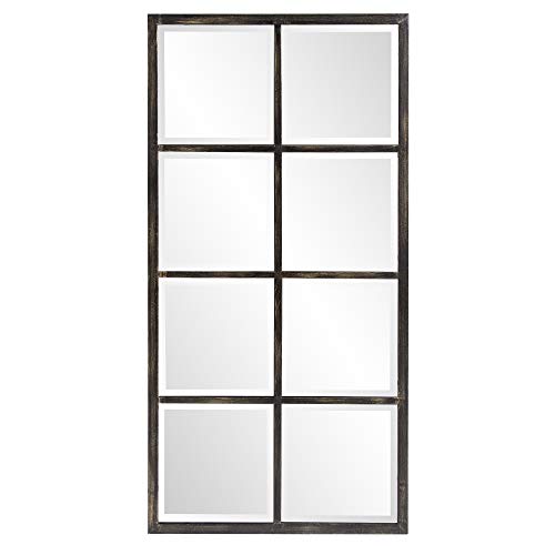 Howard Elliott Collection Atrium Windowpane Rectangular Mirror, Oil Rubbed Bronze, Framed Window Pane Grid Mirros For Home Decoration For Living Room Entryway, 24 X 48 Inch #TOP27