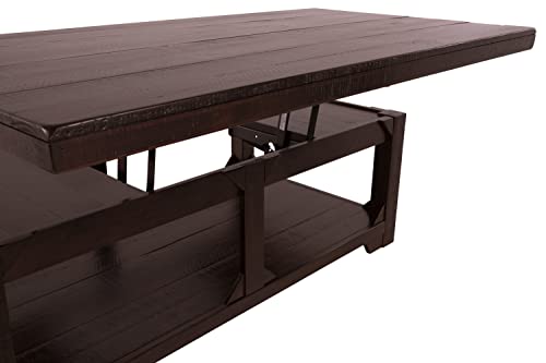 Signature Design By Ashley Rogness Rustic Rectangular Lift Top Coffee Table, Distressed Dark Brown #TOP5