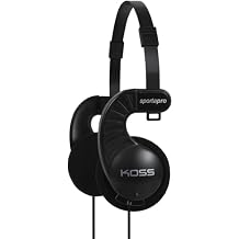 Koss SportaPro On-Ear Stereo Headphones, 3.5mm Plug, Lightweight, Unique Folding Design, Black