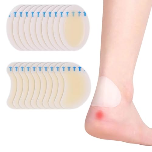 iwiio Blister Plasters for Feet, 20Pcs Hydrocolloid Plasters, Invisible Blister Pads, Hydrocolloid Dressings for Heel, Toe & Foot, Waterproof Blister Patches Faster Healing Wound