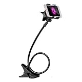 Handy Halter Schwanenhals, Universal Handyhalterung aus Eisen 360 Rotation Mit Clip, Flexible Lang Arm Einstellbar, Lazy Handy Halter Ständer für Smartphone für Bett, Schreibtisch, Auto (Schwarz)