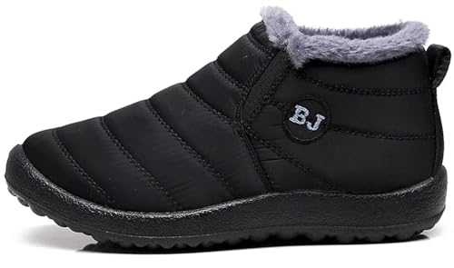 Women's Winter Snow Boots Ankle Booties Slip-Ons Shoes Lightweight Waterproof Warm Fur Lining2