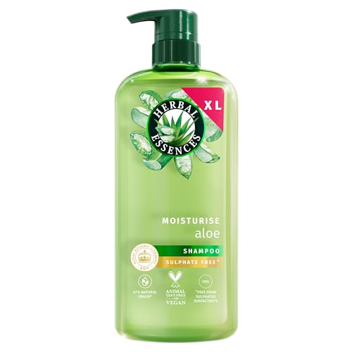 Herbal Essences Aloe Moisturise Shampoo 650ml for Very Dry Hair Helps to Hydrate Cleanse and Nourish. Blended with Natural Origin Ingredients and a Jasmine Scent Silicone and Sulfate Free Vegan