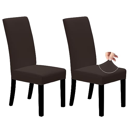 Easy-Going Dining Chair Covers Stretch Dining Room Chair Covers Set of 2, Parsons Chair Slipcovers for Dining Room, Ceremony, Banquet, Chocolate 2 Cho