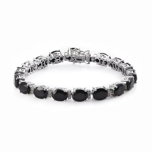SHOP LC Black Spinel & Zircon 41.15 ctw Tennis Bracelets for Women in 925 Sterling Silver with Platinum Plated Gemstone Birthstone Jewelry Anniversary Birthday Gifts for Womens - 7.25