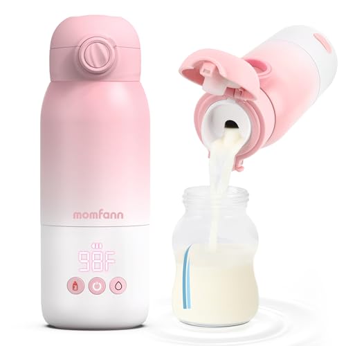 Image of Portable Bottle Warmer for Travel, Dual Heating Modes for Breastmilk & Water, Portable Bottle Milk Warmer with Fast Heating & Long Battery Life, 12 Ounces Large Capacity (Pink)