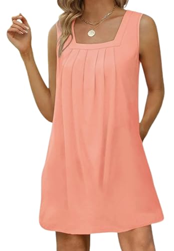Image of Yuaelria Sundresses Ladies Tropical Vacation Maxi Dress Casual Loose for Women Summer Beach Printed Tank Dress