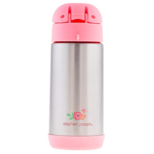 Image of Stephen Joseph Double Wall Ss BottleSnack - BPA, Phthalate and PVC-free, Easy Open with Snack Compartment, Leak-Proof Water Bottle with Cute Design for Girls & Boys (FLORAL)