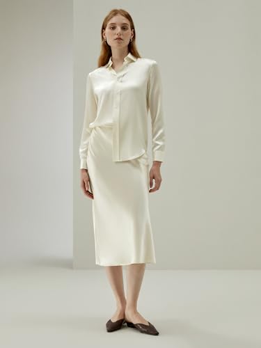 LilySilk Womens Silk Midi Skirt High Waisted Split Long Skirt for Ladies Spring Summer4