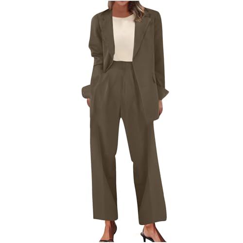 HGps8w Women's Business 2 Piece Outfits, Dressy Casual Long Sleeve Blazer and Pencil Pants Work Office Professional Pantsuits