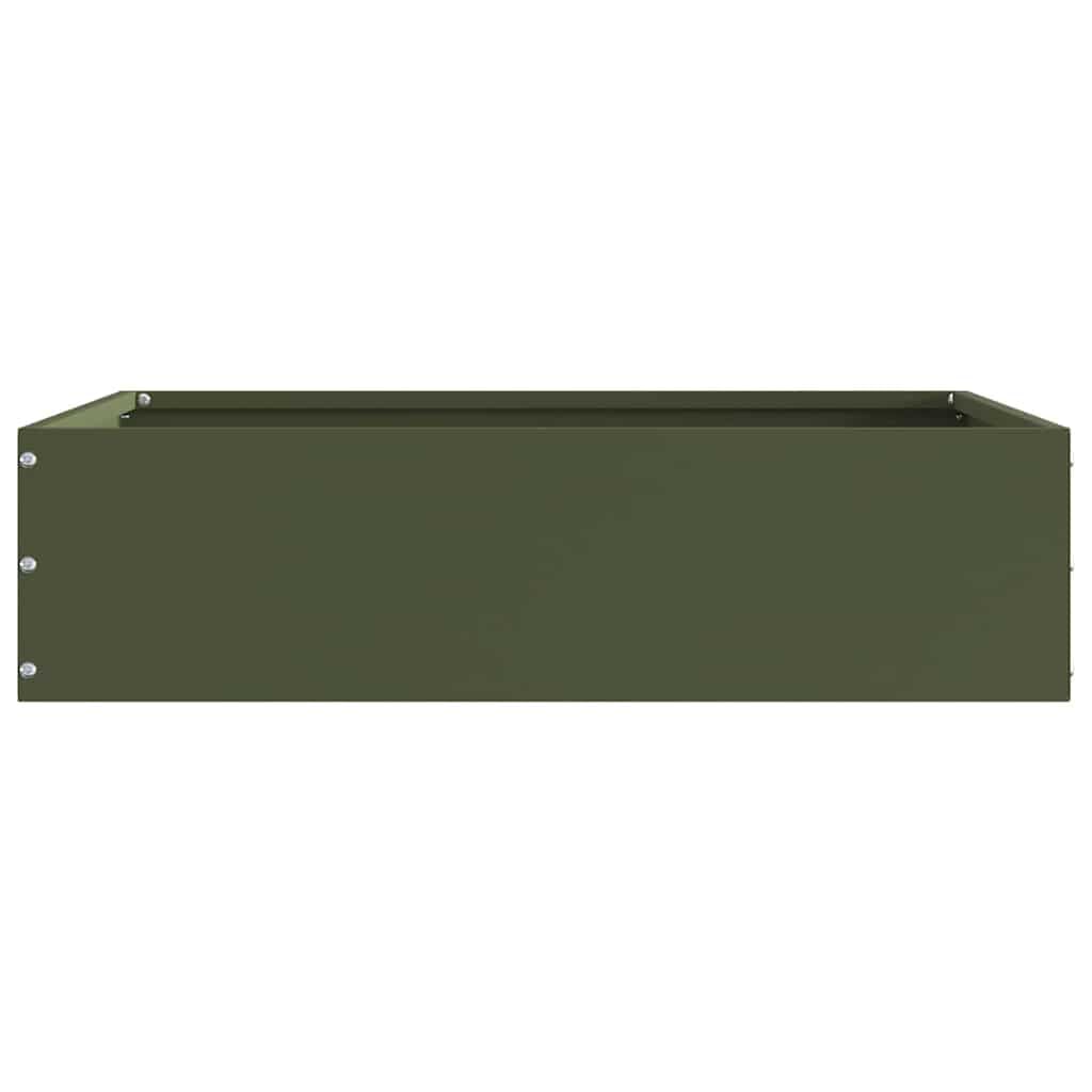 Recinzione per prato, in acciaio, verde oliva, 50 x 50 x 13 cm | Bordo quadrato in metallo resistente alle intemperie per una separazione pulita di terrazze e giardini.