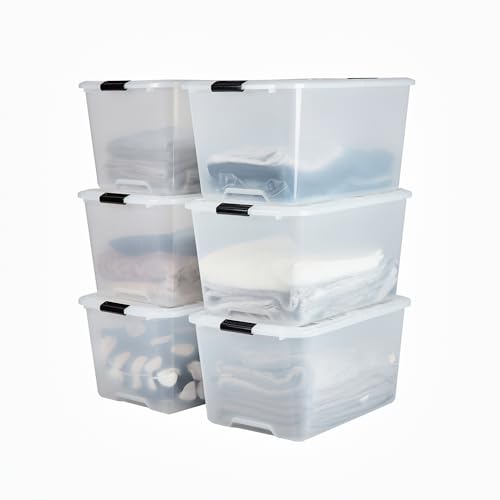 Iris Ohyama Aufbewahrungsbox mit Deckel, 45L, 6er-Set, Transparent, Schnappverschlüsse mit Griffen, Stapelbar, Stark & Langlebig, Für Kleidung, Garage, Zuhause, Büro, Plastikbox, Lagerung TBH-45 Iris Ohyama Aufbewahrungsbox mit Deckel, 45L, 6er-Set, Transparent, Schnappverschlüsse mit Griffen, Stapelbar, Stark & Langlebig, Für Kleidung, Garage, Zuhause, Büro, Plastikbox, Lagerung TBH-45