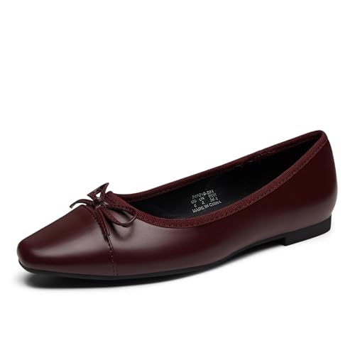 Image of Trary Slingback Flats for Women, Black Dressy Comfortable Round Square Toe Shoes, Work Office Casual Ankle Strap Dress Flats
