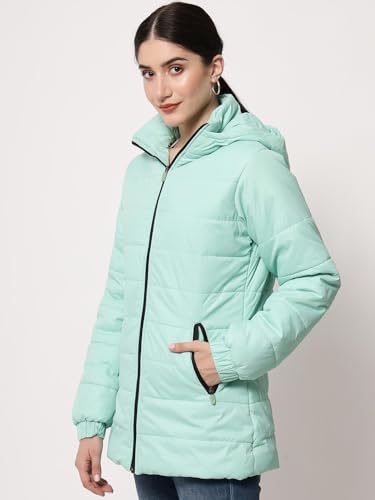 Image of KOTTY Women Nylon Full Sleeve Solid Long Length Puffer Jacket