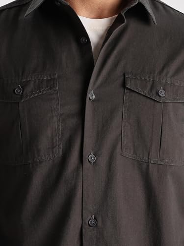 Image of Adro Cargo Shirt for Men with Double Pocket | 100% Cotton | Full Sleeve | Regular Fit