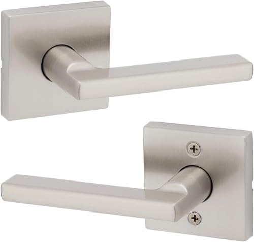 Image of Kwikset Halifax Interior Passage Door Handle,Lever for Closet and Hallway Doors,Reversible Non-Locking Handle Lever,Satin Nickel,with Microban Protection,(Pack of 12)