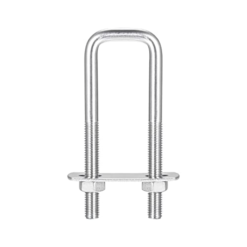 Image of uxcell Square U-Bolts, 3 Sets 27mm(1.06 inch) Inner Width 100mm Length M8 304 Stainless Steel U Clamp Bolt with Nuts and Plates, for Boat Trailer