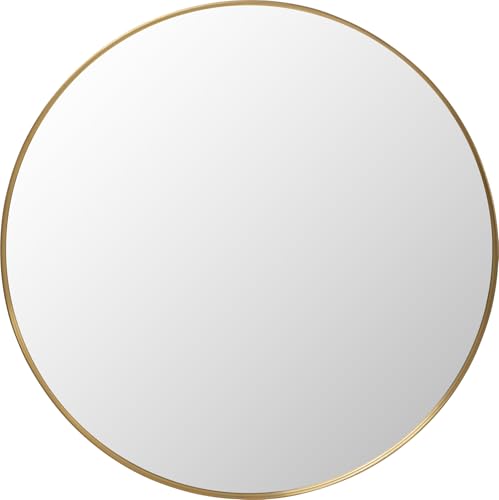 Kare Miroir Mural Design Simply - Doré - Diamètre : 90 cm - avec Cadre - pour Couloir, Salon, Chambre à Coucher