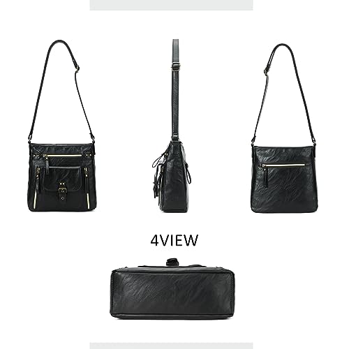 Image of KL928 Women's Crossbody Purse Bags Medium PU Leather Multi-Pocket Handbag | Medium size, multiple pockets, compartments, adjustable strap, zipper, fits 7.9 inch iPad, phone, wallet, shop, work, travel