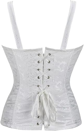 Image of Women's Lace up Gothic Jacquard Shoulder Straps Tank Overbust Shaper Corset Bustiers Top