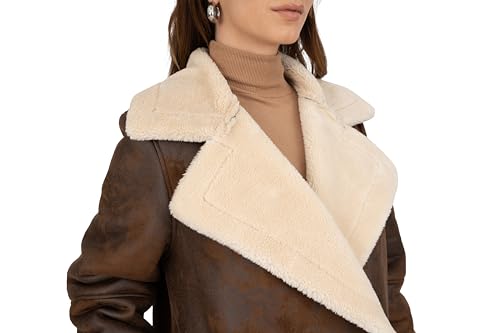 Frye Women's Faux Shearling Maxi Double Breasted Coat2