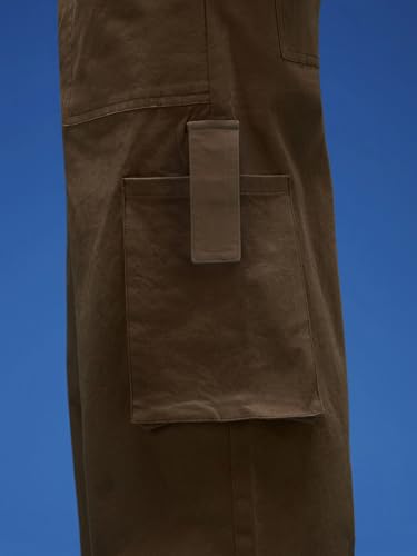 Image of Veirdo Baggy Fit with Button Closure Solid Lycra Woven Cargo Pants for Men (Colors: Beige, Black, Brown, Grey, Navy & Olive)