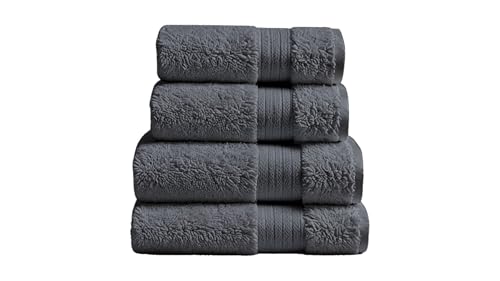 ATEN Homeware Egyptian Cotton Bath Towel Set - 4 Piece Set with 2 Large Bath Towels & 2 Hand Towels, Ultra Soft, Highly Absorbent, OEKO-TEX Certified, Made in Egypt (Steel Grey) - Cosy Home Interiors ATEN Homeware Egyptian Cotton Bath Towel Set - 4 Piece Set with 2 Large Bath Towels & 2 Hand Towels, Ultra Soft, Highly Absorbent, OEKO-TEX Certified, Made in Egypt (Steel Grey)