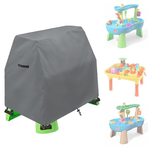 SUNSURE Kids Water Table Cover for Step2 Rain Showers Splash Pond Water Table, Waterproof Kids Sand and Water Table Toys Covers Heavy Duty Outdoor Toddlers Sand Table Cover (Grey)