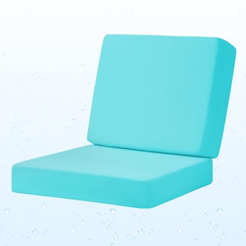 Image of Deep Seat Patio Cushions Set, 24x24 Inch Waterproof & Fade Resistant Outdoor Chair Cushions, Thick Padded Replacement Sofa Cushions for Garden Yard Furniture