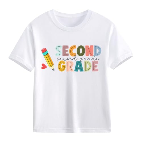 Girls First Day of Second Grade Shirt Boys Back to School Clothes Kids Classic Retro Basic Short Sleeve Outfits2
