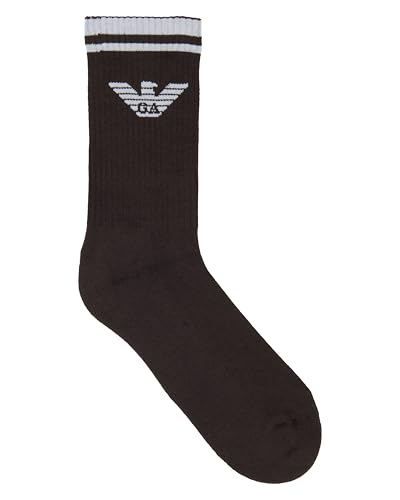 Emporio Armani Intimates Men's 3 Pack Eagle Crew Socks, Chocolate/Fungi/White, One Size3