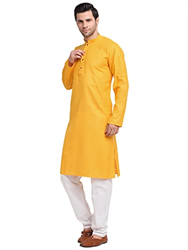 Image of KRAFT INDIA Men Cotton Striped Kurta Pyjama Set
