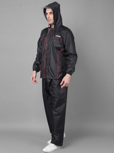 Image of Dollar Rainguard Men's PVC Full Sleeve Solid Reversible Sporty Raincoat Set With Adjustable Hood and Pocket