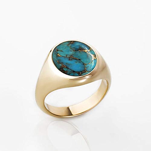Men Copper Turquoise Ring, Men Signet Ring, 925 Sterling Silver Turquoise Ring, Mens Pinky Ring, Men Blue Gold Ring, Gift For Him, Mens Ring