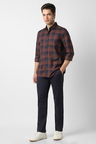 Image of Peter England Men's Checkered Cotton Shirt | Smart Casual | Full Sleeves