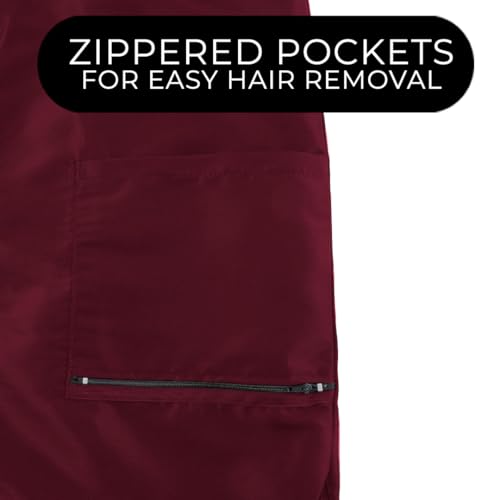 Betty Dain Glitz Rhinestone Zipper Salon Stylist Vest, Rhinestone Closure and Iridescent Fabric, V-Neckline, Adjustable Belt, Pockets with Zippered Bottoms, Water Resistant Lightweight, Burgundy, XL2