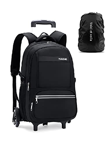 Voici et Voila Sac Roulette Enfant Sac à Dos Roulette Filles Cartable Scolaire roulettes Enfant Trolley Bag Cartable pour Enfant Sac Ecolier Cabine Voyage Homme Sport Business Noir