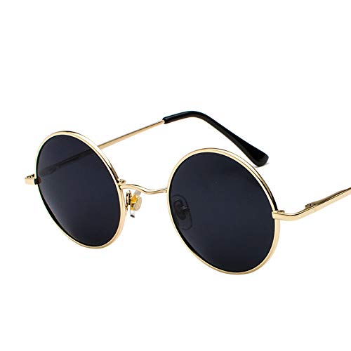 Men's and Women's Retro Style Metal Round Crown Frame Ocean Film Sunglasses2