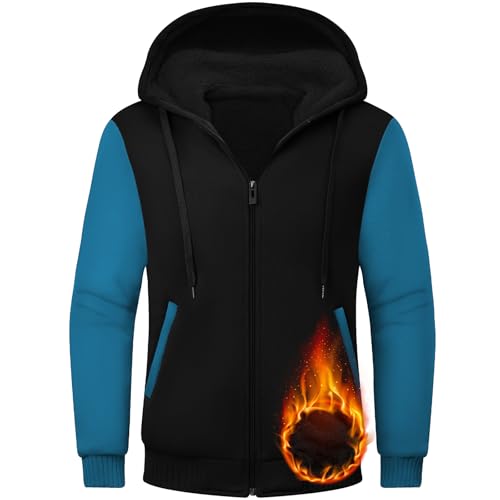 Image of Little Beauty Hoodies for Men Zipper Jacket Fleece Sherpa Lined Winter Wool Heavyweight Sweashirts