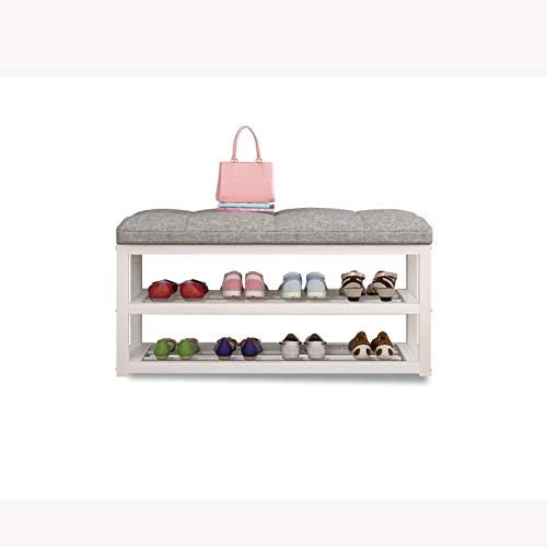 2 Tier Shoe Storage Stool Living Room Shoe Rack Simple Change Shoe Bench Organizer Cabinet Hallway Seat Chair Shelf Holder(E)