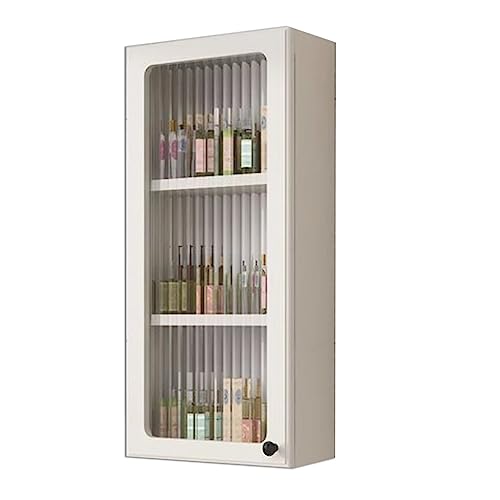 WUDLi 2 Tier Bathroom Medicine Cabinet with Tempered Glass Doors, Wall-Mounted Makeup Organizer, Punch-Free Cosmetic Storage Rack, Kitchen Hanging Cabinet (Color : White, Size : 35 * 15