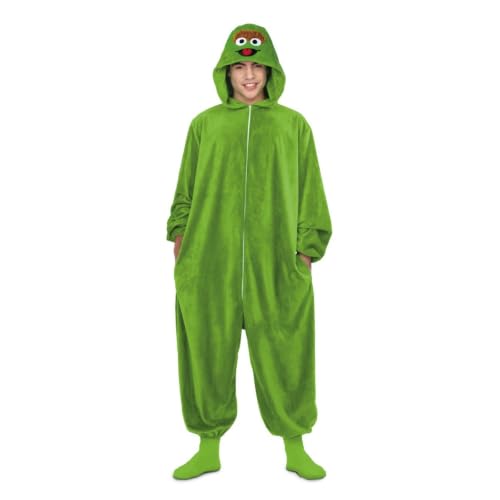 My Other Me   Disfraz Óscar el Gruñón adulto unisex, talla XS. Incluye mono verde y capucha con cara completa, cremallera y elásticos en puños y tobillos. ¡Licencia oficial Sesame Street!