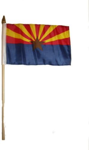 Wholesale Lot of 12 6x9 6''x9'' State of Arizona Stick Flag wood Staff - Party Decorations Supplies For Parades - Prime Outside, Garden, Men Cave Decor Flag