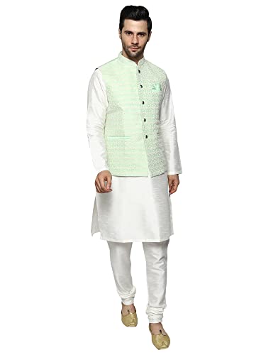 Image of Uri and MacKenzie Men's Silk Blend Kurta Pajama with Designer Ethnic Nehru Jacket /Modi Jacket