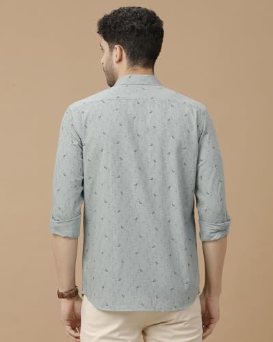 Image of Cavallo by Linen Club Men's Blended Linen Blue Solid Full Sleeve Casual Shirt