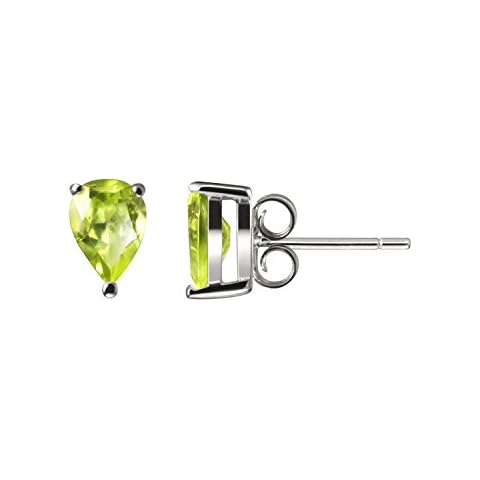 Franki Baker Facetted Pear Shaped Green Natural Peridot & Sterling Silver Stud Earrings. Size: 5x7mm Cover