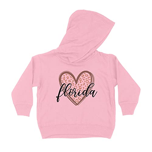 Leopard Heart Florida Kids Hoodie Sweatshirt Toddler 5T Light Pink