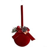 Yuanpgky Set di ornamenti natalizi con campanella floccata, progettati per albero e decorazione da appendere alla finestra, colore rosso, 1 pezzo o doppio ciondolo, stile nordico (A)