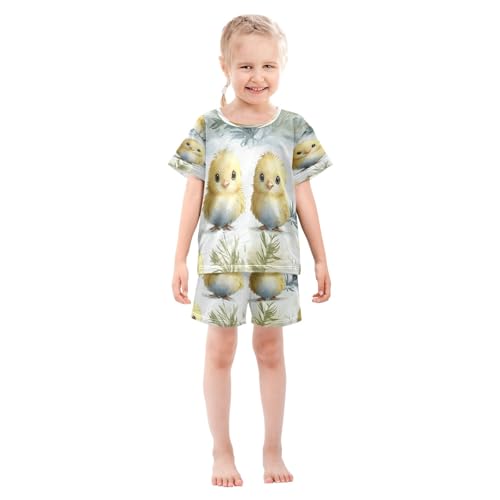 senya Chicken Pattern Yellow Summer Pajamas Set Short Cotton Sleepwear 2 Piece3